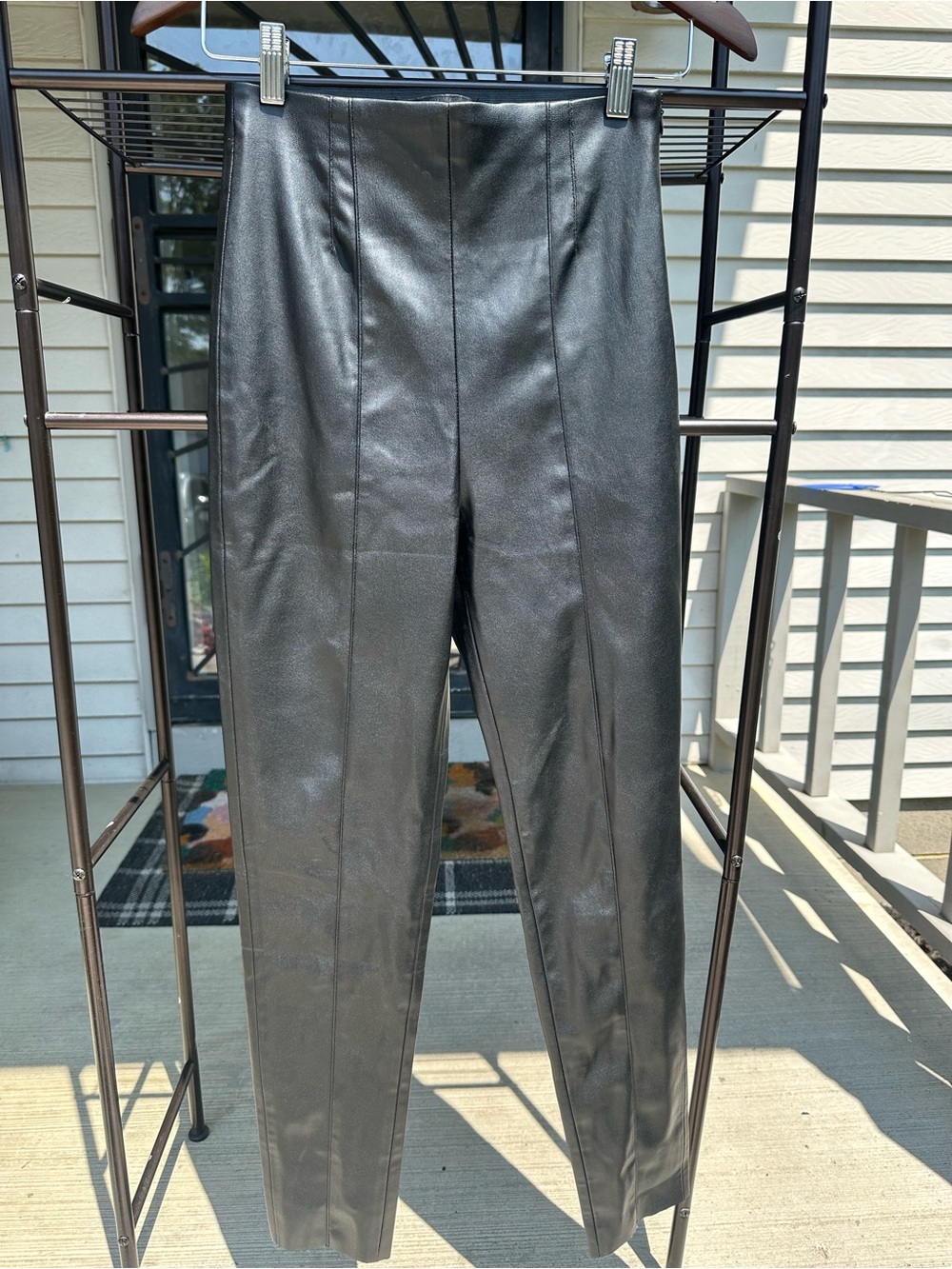 Zara Faux Leather High-Waist Slim Pants - Black